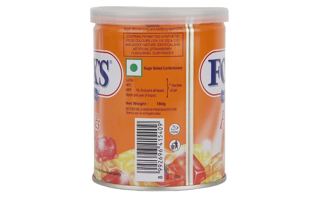 Fox'S Crystal Clear Fruit Flavoured Candy   Tin  180 grams